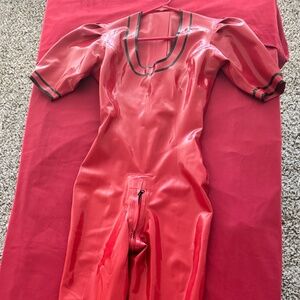 Red Latex Catsuit - size small